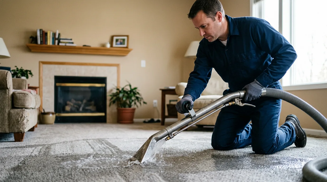 Water damage restoration technician working near Oden, MI